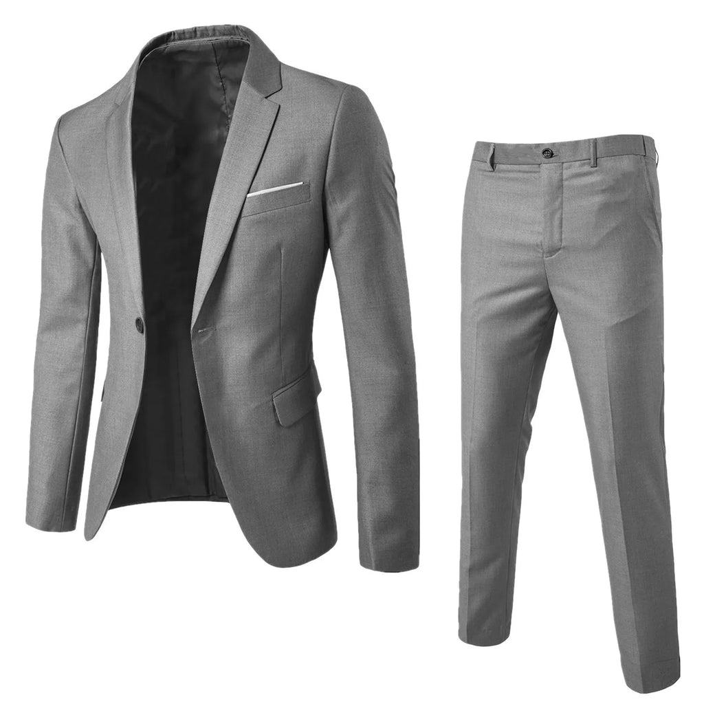 Men's Suit Set Business Formal Two-piece Set Slim Fit Small Suit Jacket Western Pants Wedding Dress Groomsman Suit