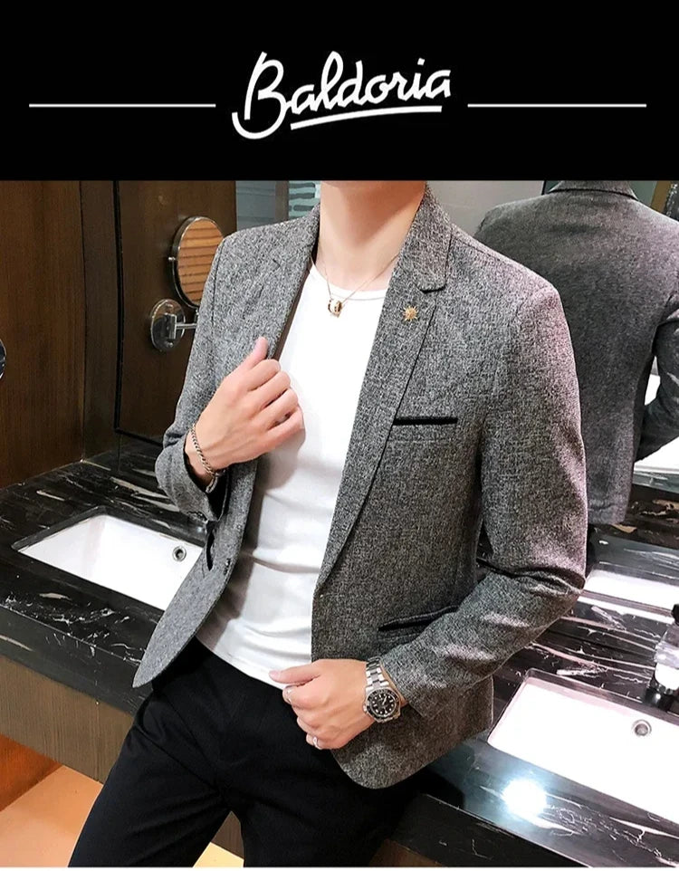 Blazer Boutique Men's Solid Color British Style Fashion Casual Business Job Interview Gentleman Party Best Man Dress Suit Blazer