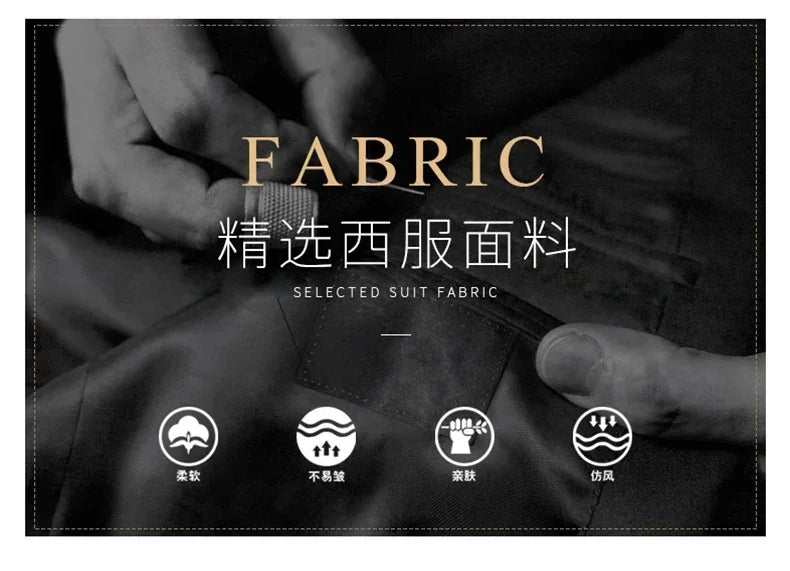 Suit (Blazer+Pants) Men's Fashion Business Outdoor Gentleman Trend Solid Color Casual Slim-fit Wedding Host Gentleman Suit S-6XL