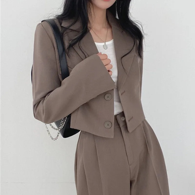 Suit Coat 2 Piece Set Women Blazer Jacket Straight Pants.