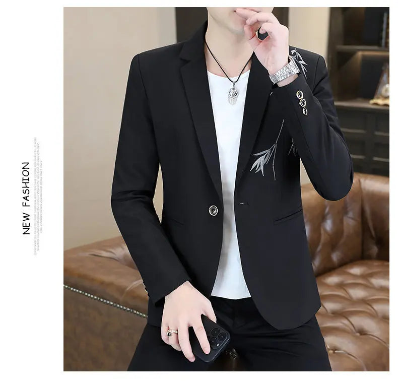 Blazer Men's Fashion Business Gentleman Groom Professional Gentleman Form-fitting Versatile Casual Formal Wear High-end Blazer