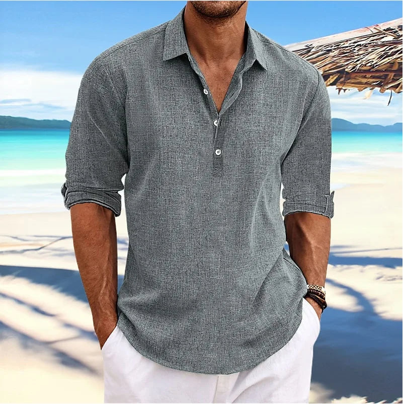 Linen Shirt Mens Linen Shirt Long Sleeve Linen Shirt Mens Casual Shirt Linen Shirts Man Grandad Shirt Man Cotton Shirt Men