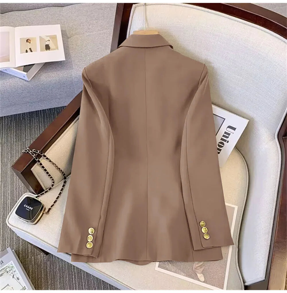 Fashion Blazer Women 2024 Spring Casual Long Sleeve New In Outerwears Slim Black Double Blazers Feminino Jackets Streewear