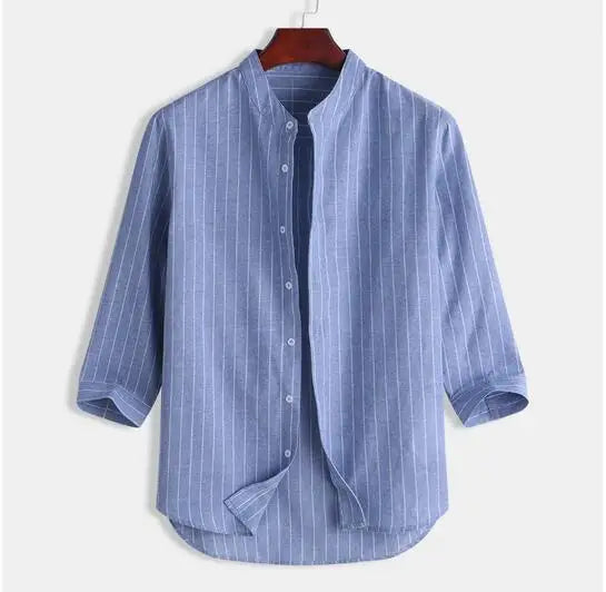 Linen Shirt Men Brief Breathable Comfy Solid Color Long Sleeve Loose Harajuku Casual Blouse Hawaiian Shirt Camisa Masculina 2022