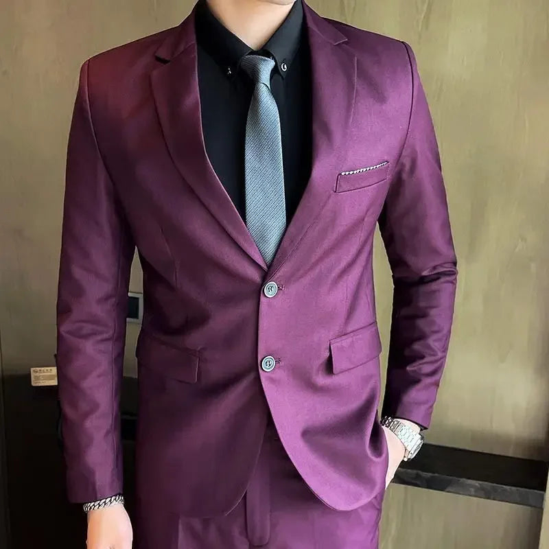 Suit (Blazer+ Vest + Pants) Men's Fashion Casual Outdoor Gentleman Business Wedding Formal Dress British Style Wedding Suit