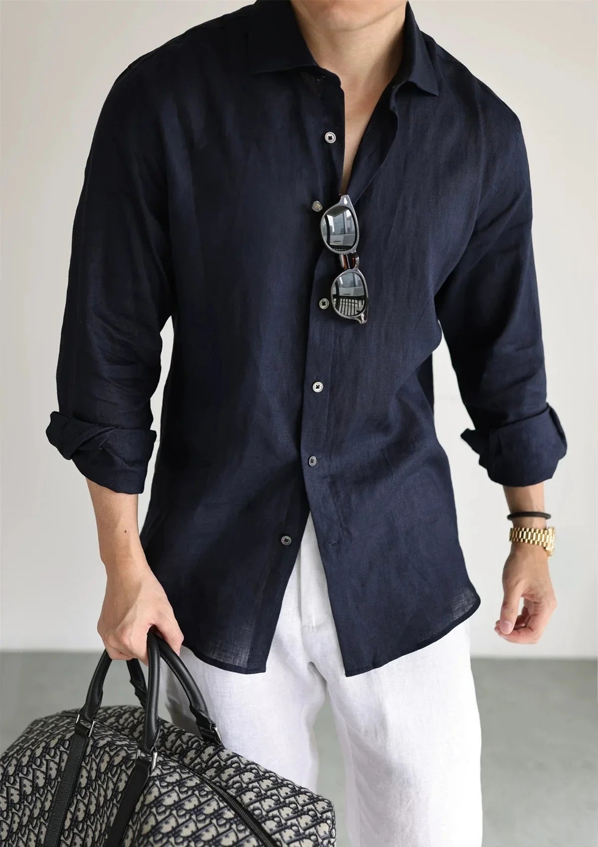 Men's Linen Shirt Cotton Blend Long Sleeve Button Down Casual Loose Fit Summer Breathable Tops Old Money Aesthetic Solid Color
