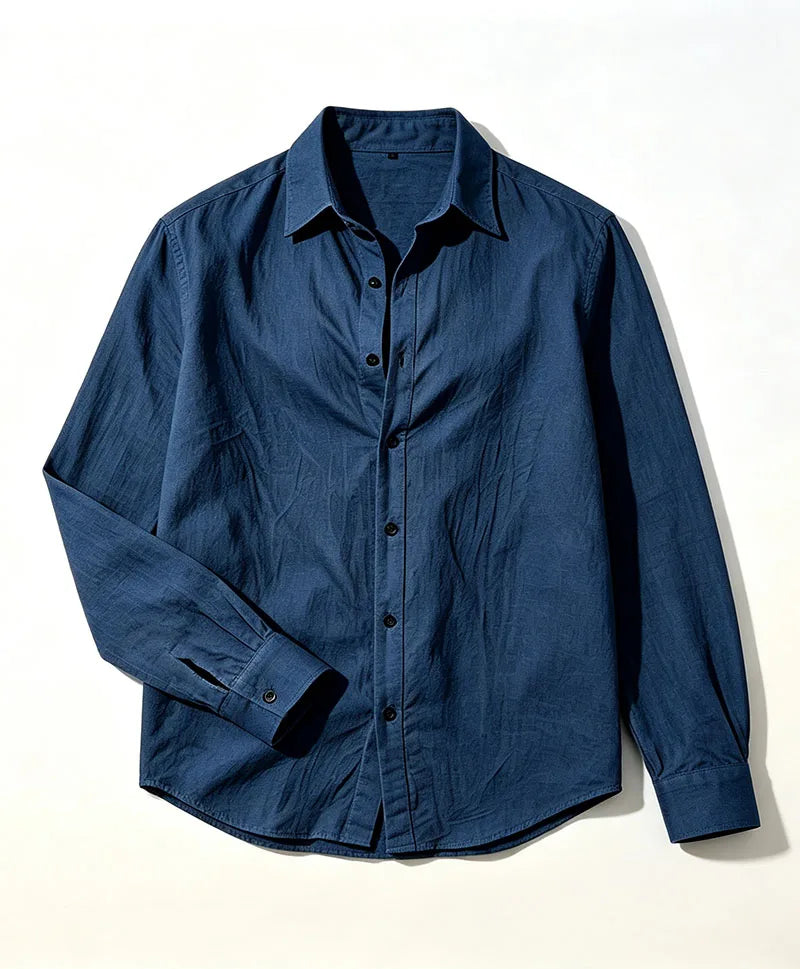 Men's Linen Shirt Spring Autumn Casual Long Sleeve Button Up Shirt Loose Fit Textured Top Lightweight Resort Wear for Men