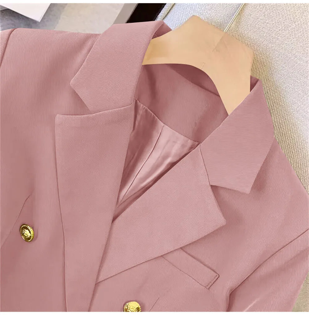 Fashion Blazer Women 2024 Spring Casual Long Sleeve New In Outerwears Slim Black Double Blazers Feminino Jackets Streewear