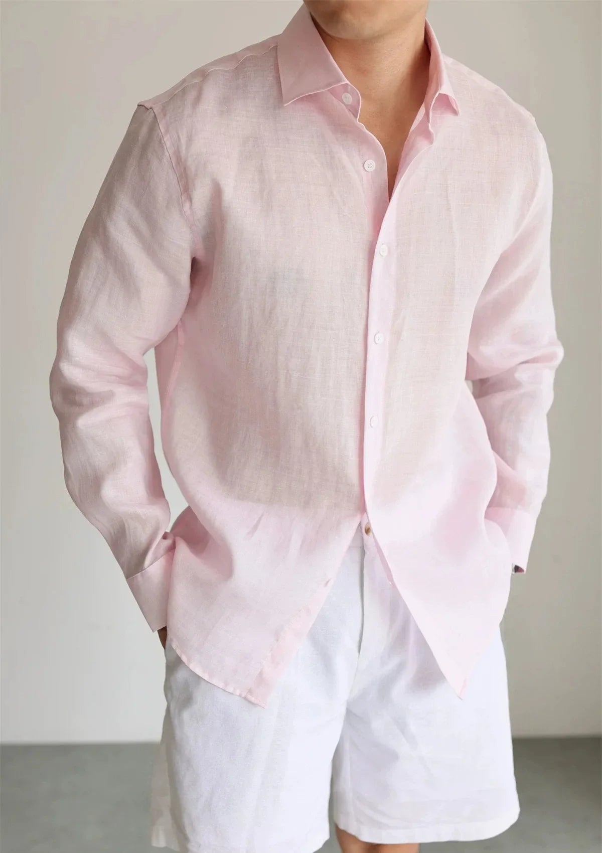 Men's Linen Shirt Cotton Blend Long Sleeve Button Down Casual Loose Fit Summer Breathable Tops Old Money Aesthetic Solid Color