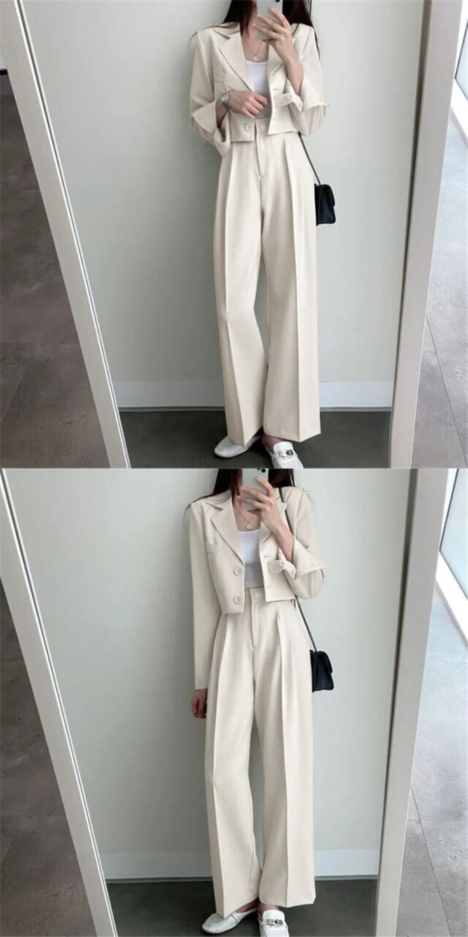 Suit Coat 2 Piece Set Women Blazer Jacket Straight Pants.