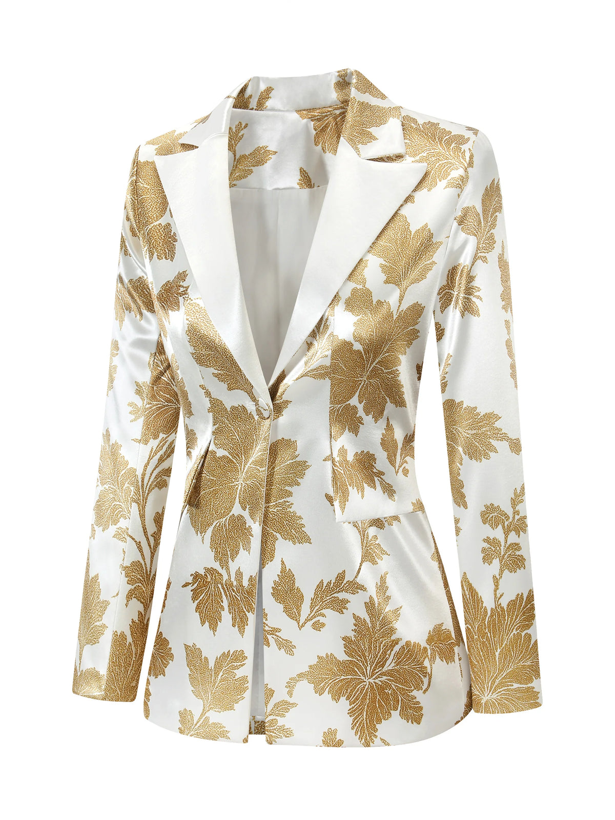 Elegant Fashion Casual Glamorous Long Blazer with Exquisite Print Design, No Pockets Stylish Outerwear, Available in All Seasons