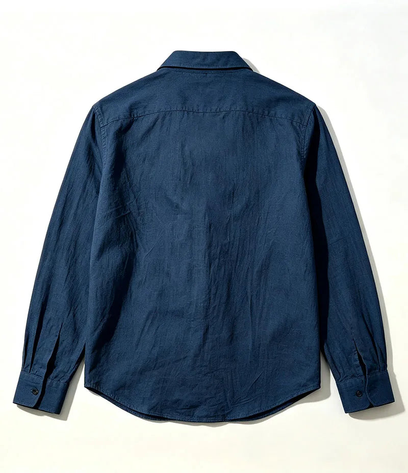 Men's Linen Shirt Spring Autumn Casual Long Sleeve Button Up Shirt Loose Fit Textured Top Lightweight Resort Wear for Men