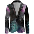 Men Blazer Rural Terraces Print One Button Vintage Casual Coat Business Parties Nightclub Art Jacket Slim Fit Blazers Outfit