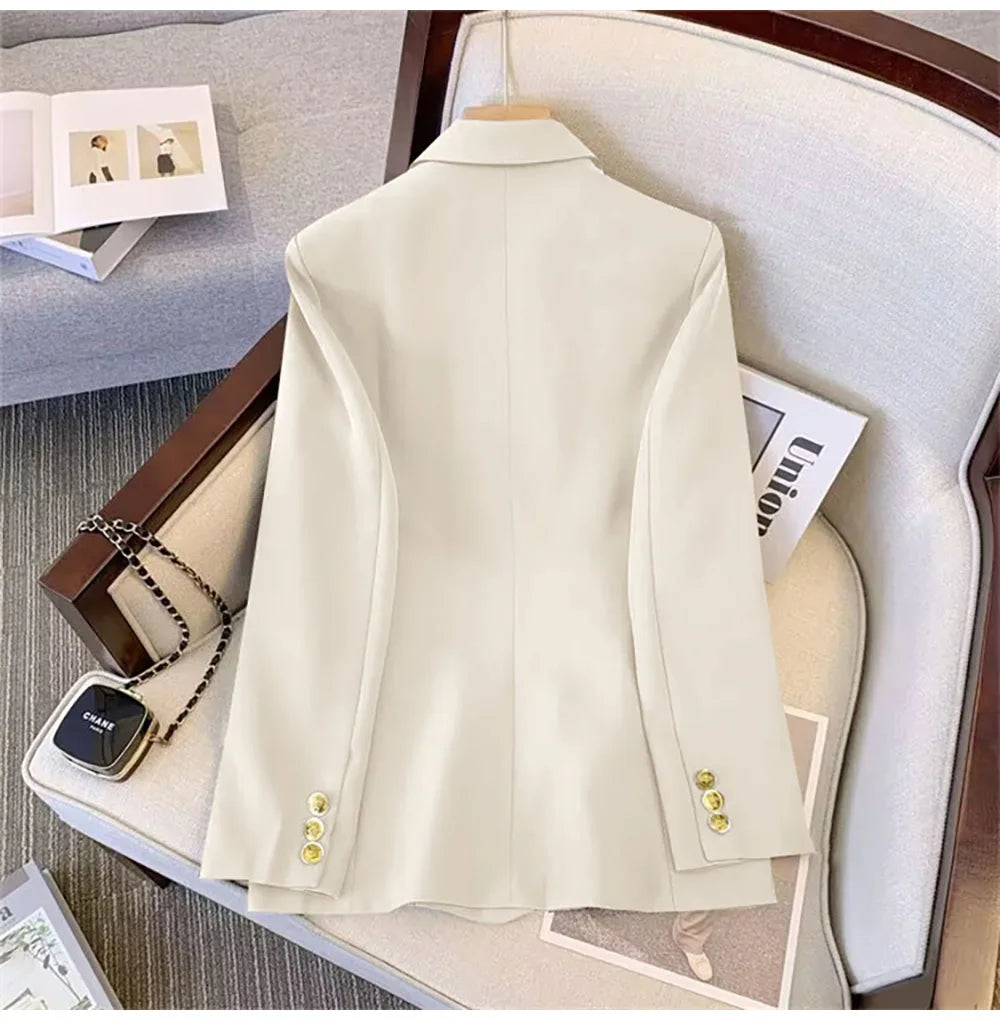 Fashion Blazer Women 2024 Spring Casual Long Sleeve New In Outerwears Slim Black Double Blazers Feminino Jackets Streewear