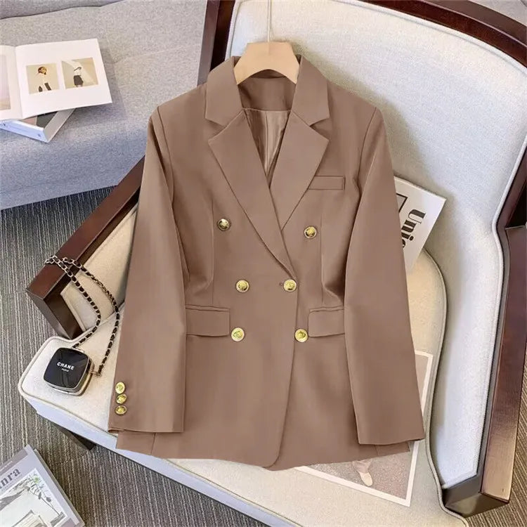 Fashion Blazer Women 2024 Spring Casual Long Sleeve New In Outerwears Slim Black Double Blazers Feminino Jackets Streewear