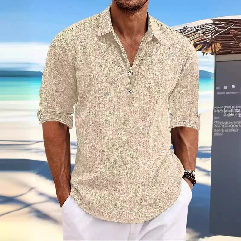 Linen Shirt Mens Linen Shirt Long Sleeve Linen Shirt Mens Casual Shirt Linen Shirts Man Grandad Shirt Man Cotton Shirt Men