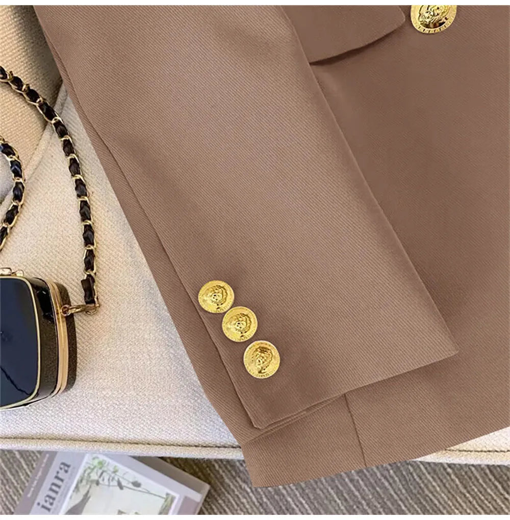 Fashion Blazer Women 2024 Spring Casual Long Sleeve New In Outerwears Slim Black Double Blazers Feminino Jackets Streewear