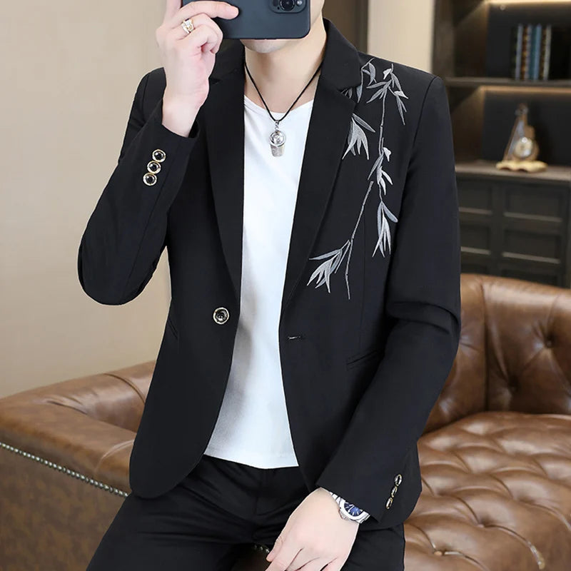 Blazer Men's Fashion Business Gentleman Groom Professional Gentleman Form-fitting Versatile Casual Formal Wear High-end Blazer