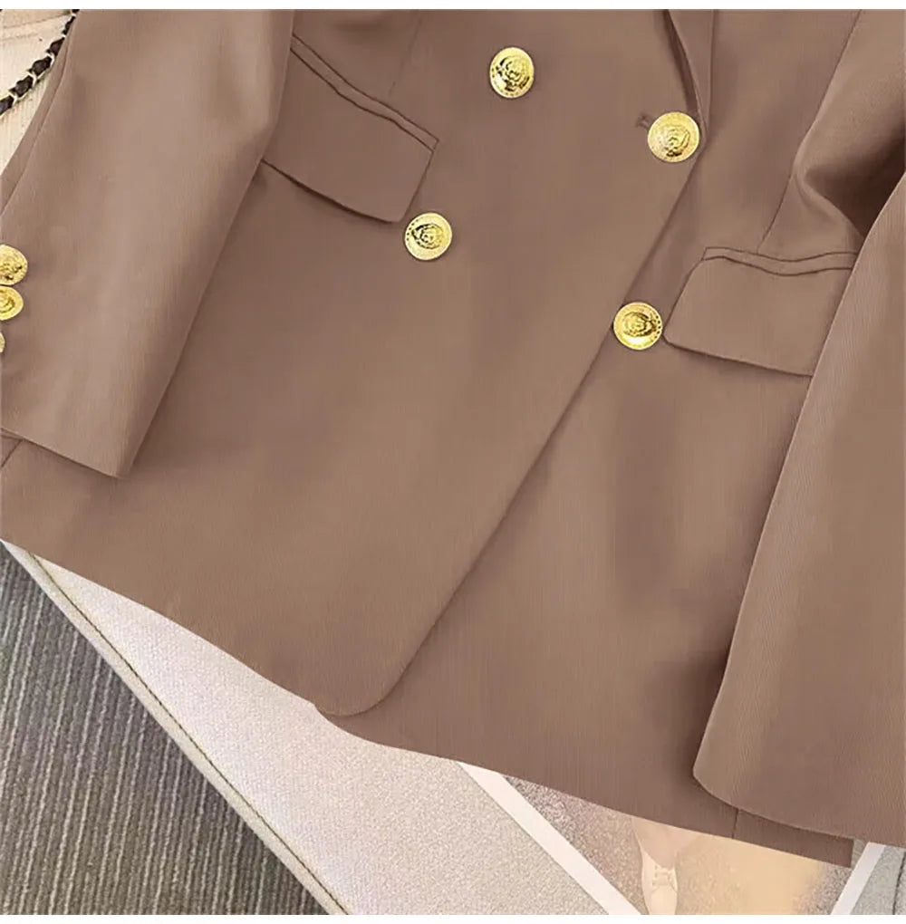 Fashion Blazer Women 2024 Spring Casual Long Sleeve New In Outerwears Slim Black Double Blazers Feminino Jackets Streewear