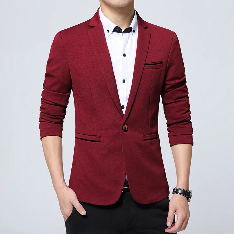Mens Sport Coat Casual Blazer One Button Business suit.