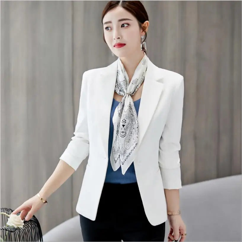 Women's Blazer 2026 Blue Long Sleeve Blazers Pockets Jackets Coat Slim Office Lady Jacket Female Tops Suit Blazer Femme Jackets