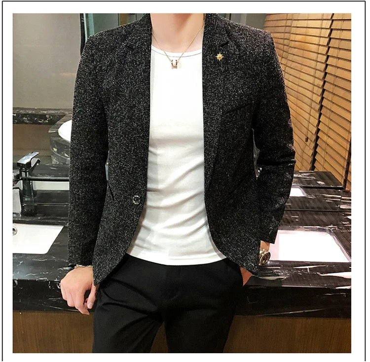 Blazer Boutique Men's Solid Color British Style Fashion Casual Business Job Interview Gentleman Party Best Man Dress Suit Blazer