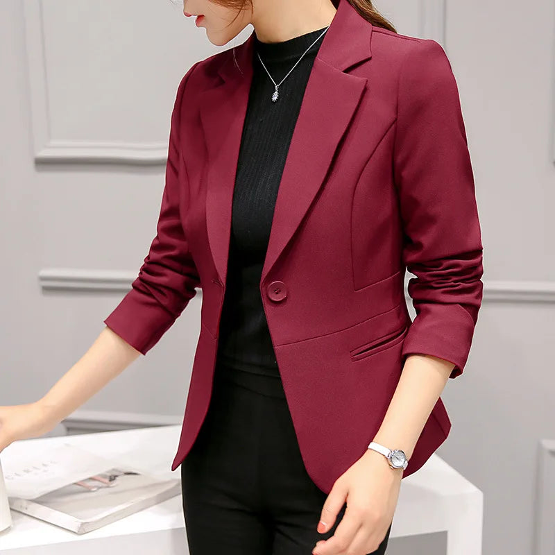 Women's Blazer 2026 Blue Long Sleeve Blazers Pockets Jackets Coat Slim Office Lady Jacket Female Tops Suit Blazer Femme Jackets
