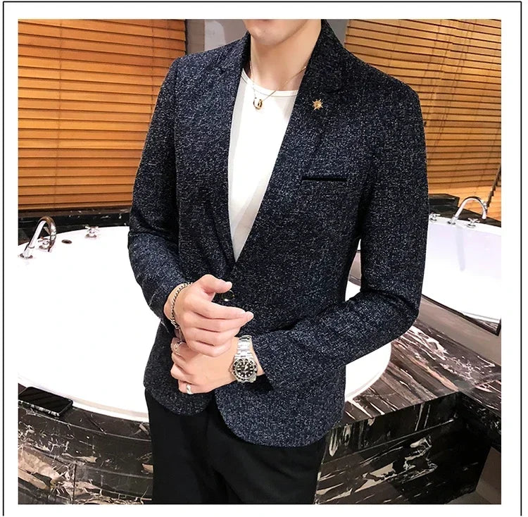 Blazer Boutique Men's Solid Color British Style Fashion Casual Business Job Interview Gentleman Party Best Man Dress Suit Blazer