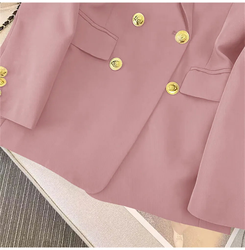 Fashion Blazer Women 2024 Spring Casual Long Sleeve New In Outerwears Slim Black Double Blazers Feminino Jackets Streewear