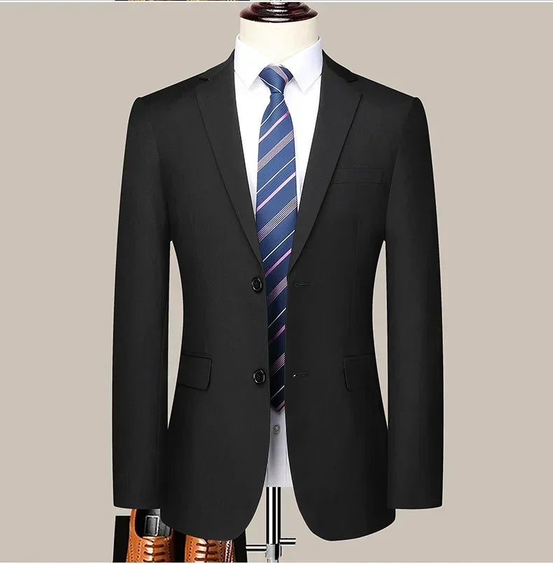 Suit (Blazer+Pants) Men's Fashion Business Outdoor Gentleman Trend Solid Color Casual Slim-fit Wedding Host Gentleman Suit S-6XL
