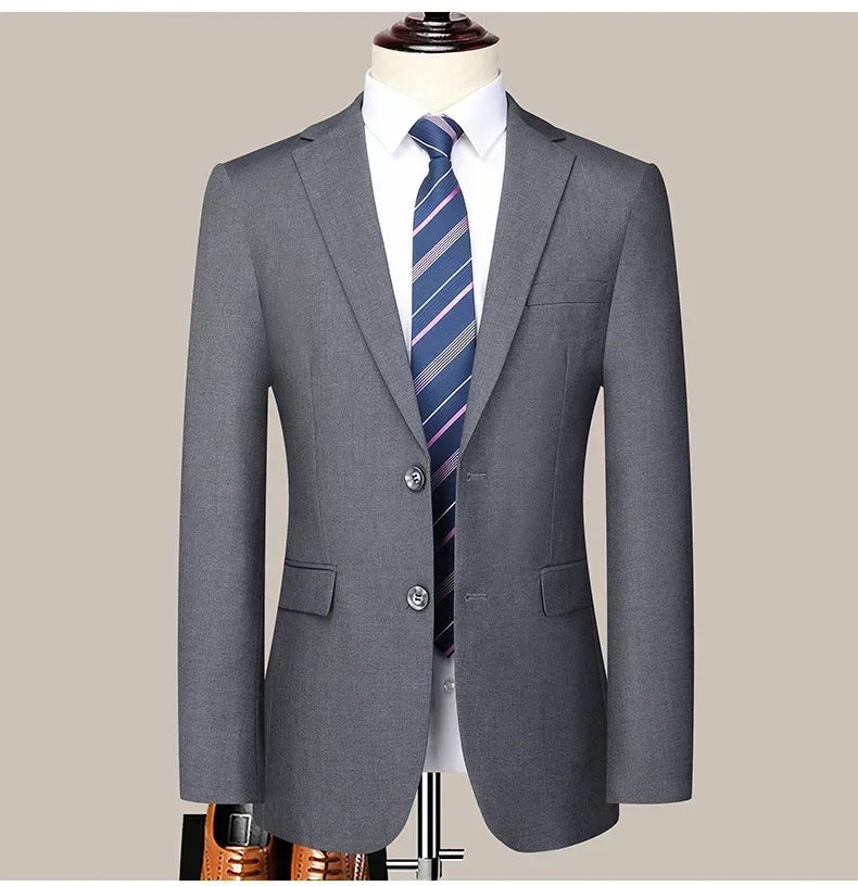Suit (Blazer+Pants) Men's Fashion Business Outdoor Gentleman Trend Solid Color Casual Slim-fit Wedding Host Gentleman Suit S-6XL