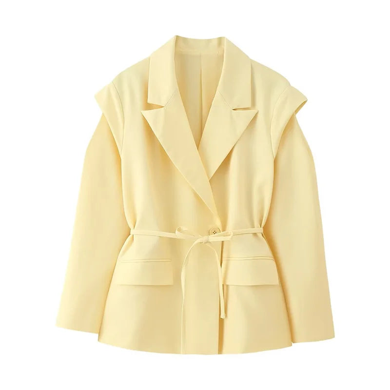 Multicolor Waist Loose Wide-shoulder Jacket Suit girls