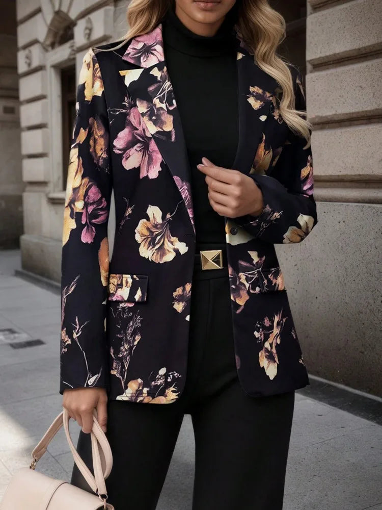 Elegant Blazer Coat For Women Fashion Lapel Oversized Suit Jackets 2026 New Spring Autumn Office Lady Casual Loose Outerwear