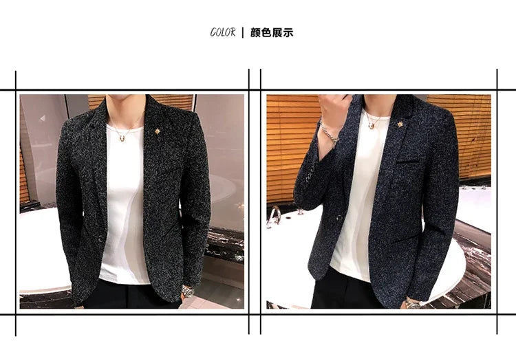 Blazer Boutique Men's Solid Color British Style Fashion Casual Business Job Interview Gentleman Party Best Man Dress Suit Blazer