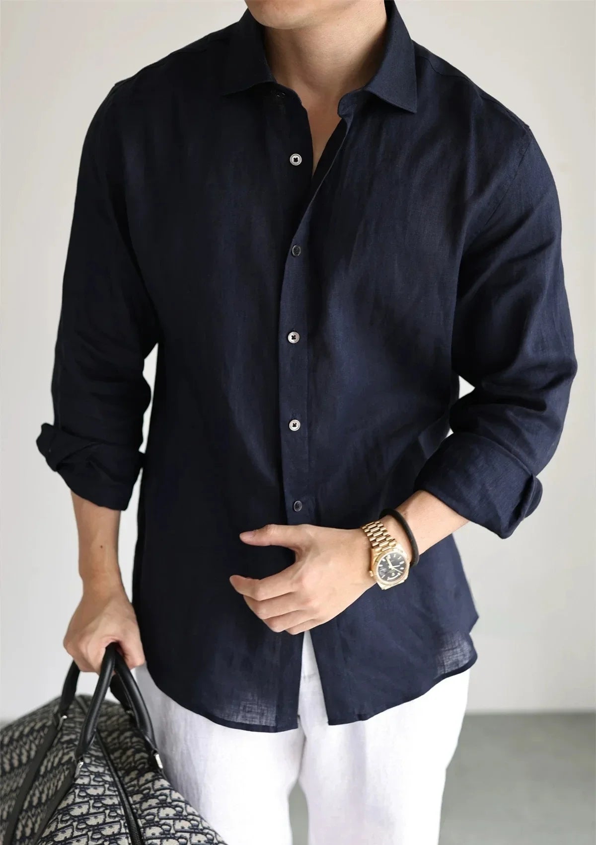Men's Linen Shirt Cotton Blend Long Sleeve Button Down Casual Loose Fit Summer Breathable Tops Old Money Aesthetic Solid Color