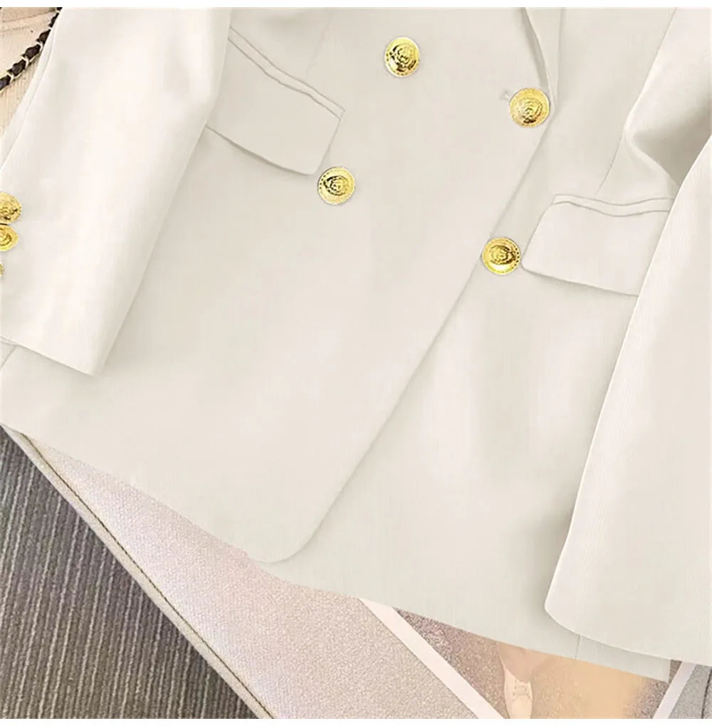 Fashion Blazer Women 2024 Spring Casual Long Sleeve New In Outerwears Slim Black Double Blazers Feminino Jackets Streewear