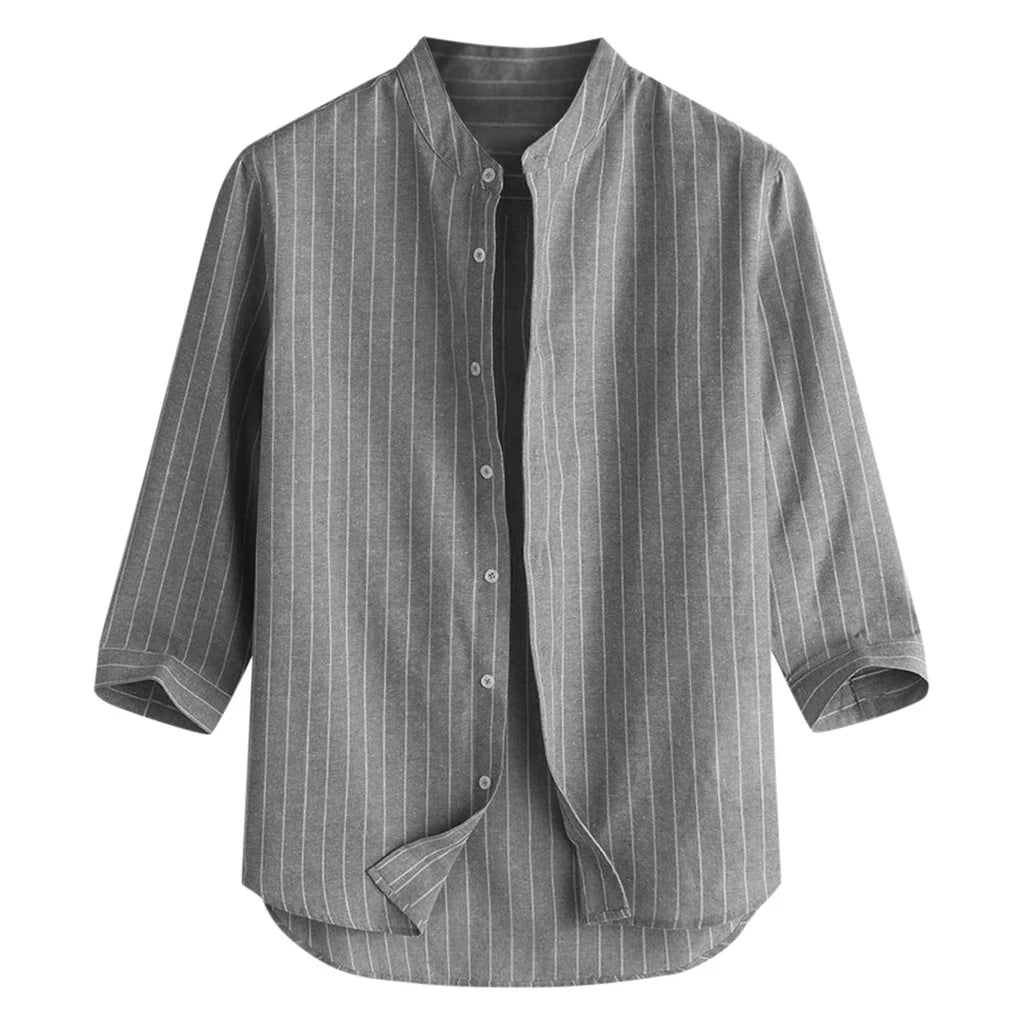 Linen Shirt Men Brief Breathable Comfy Solid Color Long Sleeve Loose Harajuku Casual Blouse Hawaiian Shirt Camisa Masculina 2022