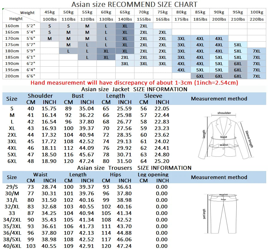 Suit (Blazer+Pants) Men's Fashion Business Outdoor Gentleman Trend Solid Color Casual Slim-fit Wedding Host Gentleman Suit S-6XL