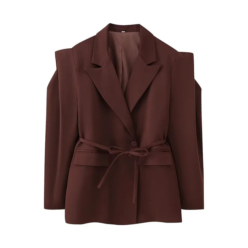 Multicolor Waist Loose Wide-shoulder Jacket Suit girls