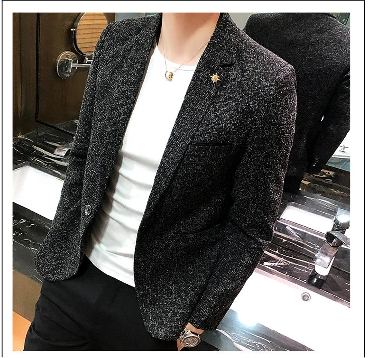 Blazer Boutique Men's Solid Color British Style Fashion Casual Business Job Interview Gentleman Party Best Man Dress Suit Blazer