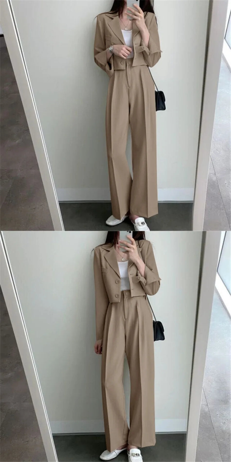Suit Coat 2 Piece Set Women Blazer Jacket Straight Pants.