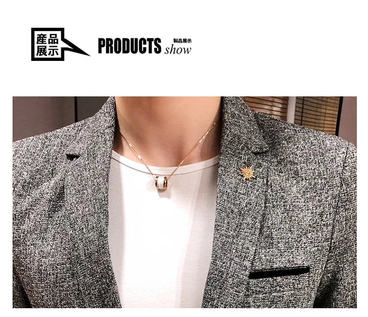 Blazer Boutique Men's Solid Color British Style Fashion Casual Business Job Interview Gentleman Party Best Man Dress Suit Blazer