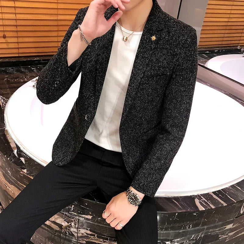 Blazer Boutique Men's Solid Color British Style Fashion Casual Business Job Interview Gentleman Party Best Man Dress Suit Blazer