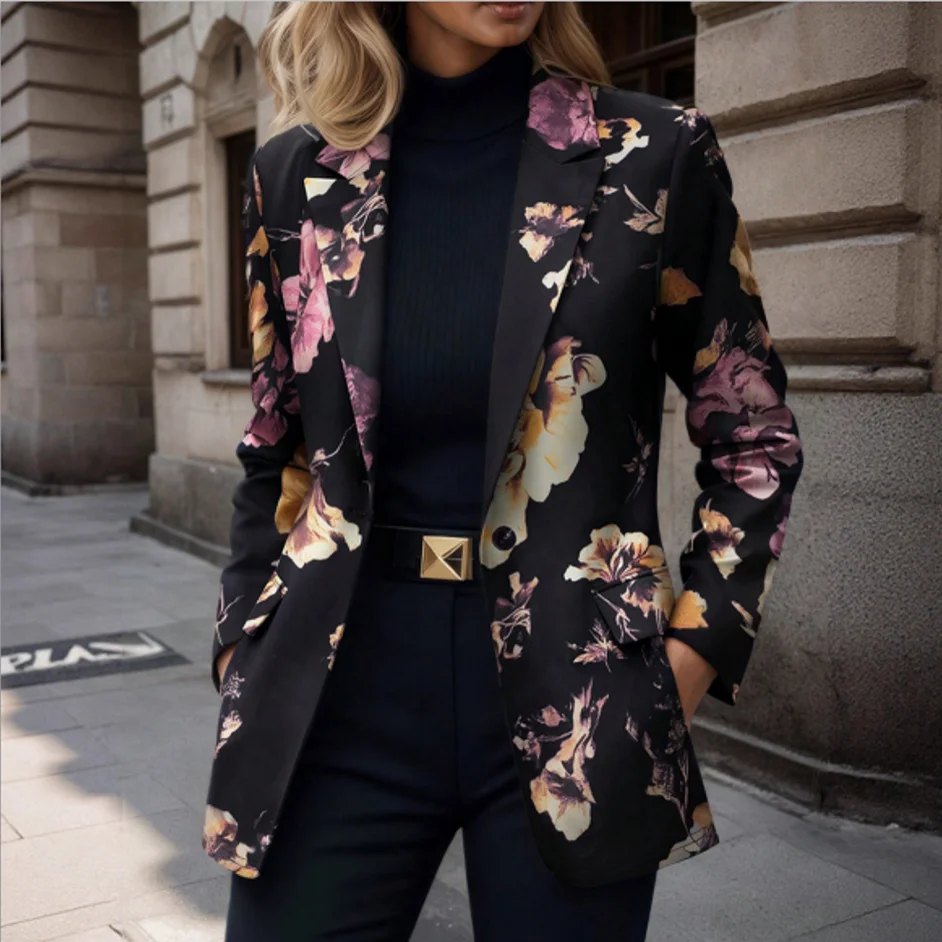 Elegant Blazer Coat For Women Fashion Lapel Oversized Suit Jackets 2026 New Spring Autumn Office Lady Casual Loose Outerwear