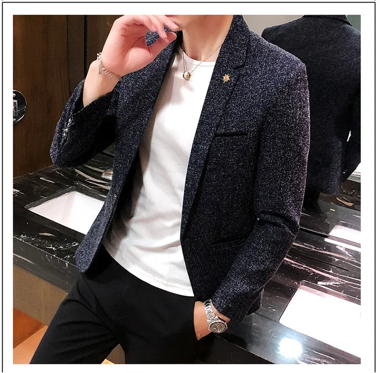 Blazer Boutique Men's Solid Color British Style Fashion Casual Business Job Interview Gentleman Party Best Man Dress Suit Blazer