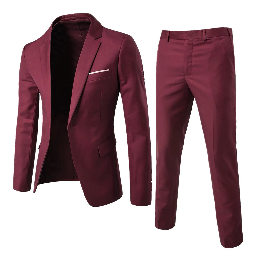 Men's Suit Set Business Formal Two-piece Set Slim Fit Small Suit Jacket Western Pants Wedding Dress Groomsman Suit