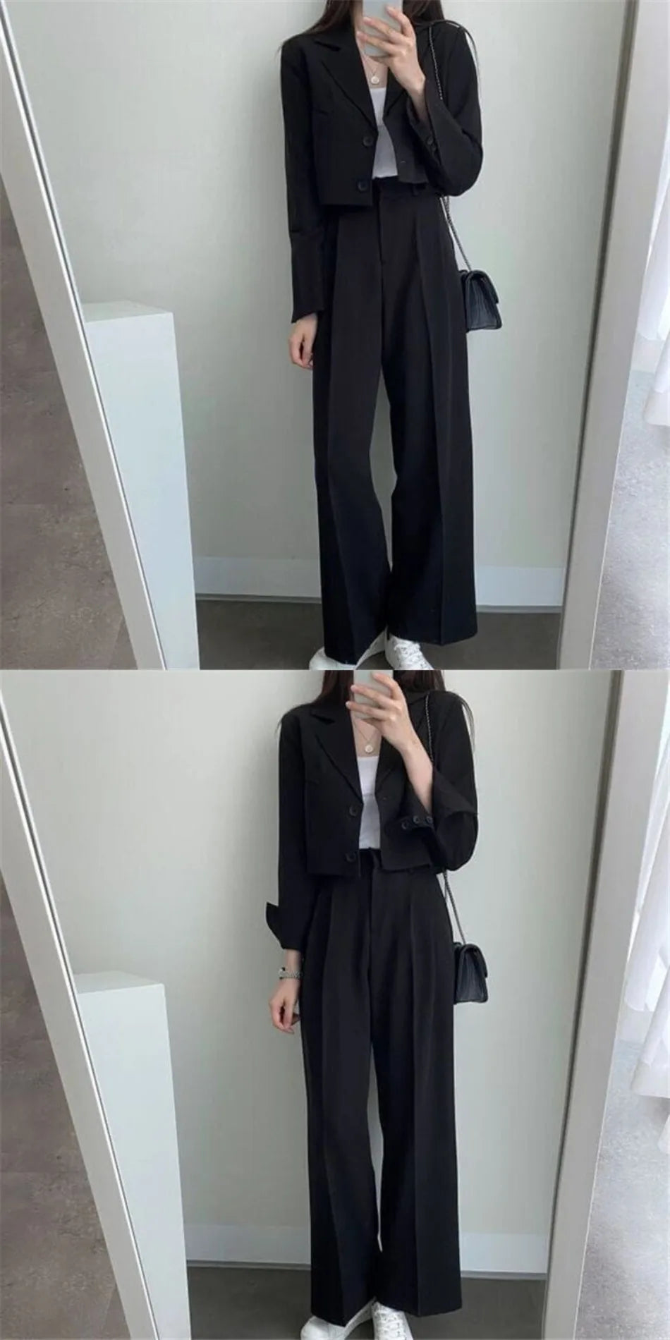 Suit Coat 2 Piece Set Women Blazer Jacket Straight Pants.