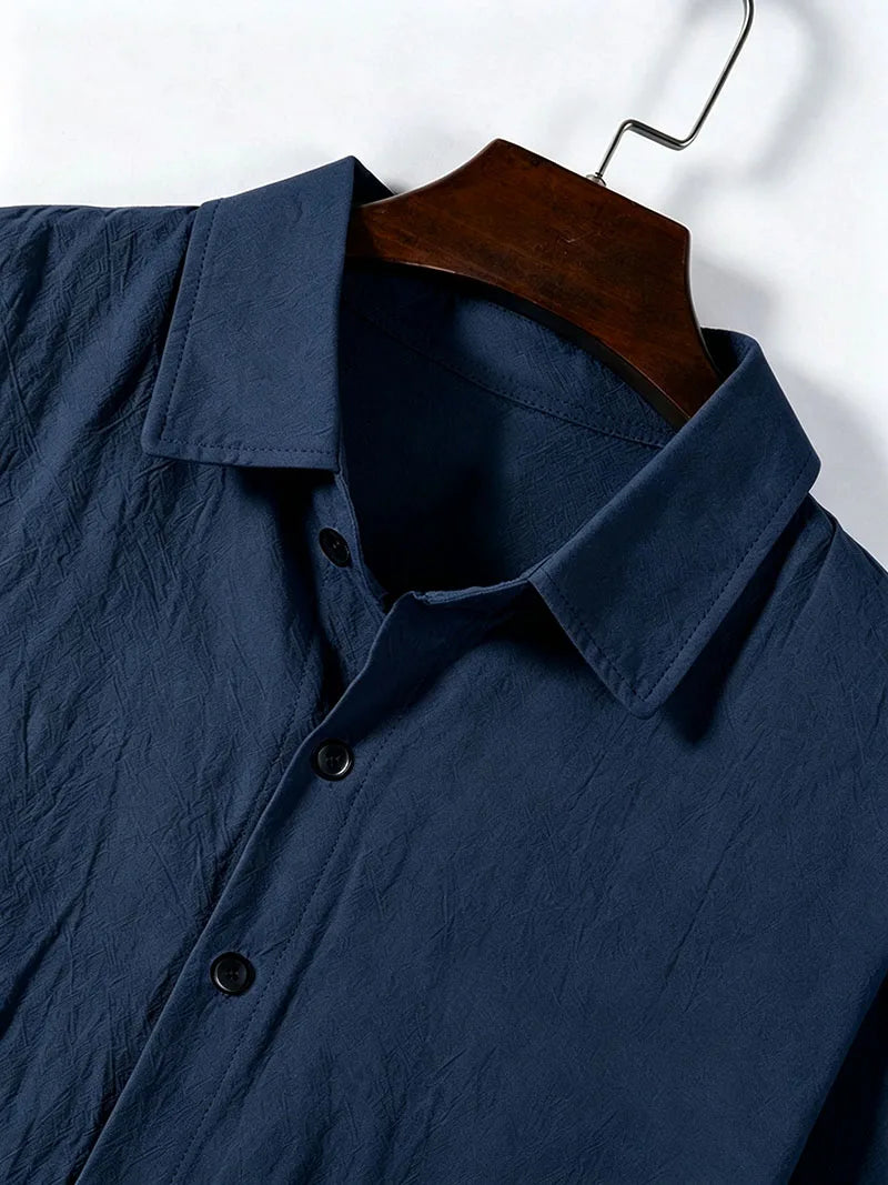 Men's Linen Shirt Spring Autumn Casual Long Sleeve Button Up Shirt Loose Fit Textured Top Lightweight Resort Wear for Men