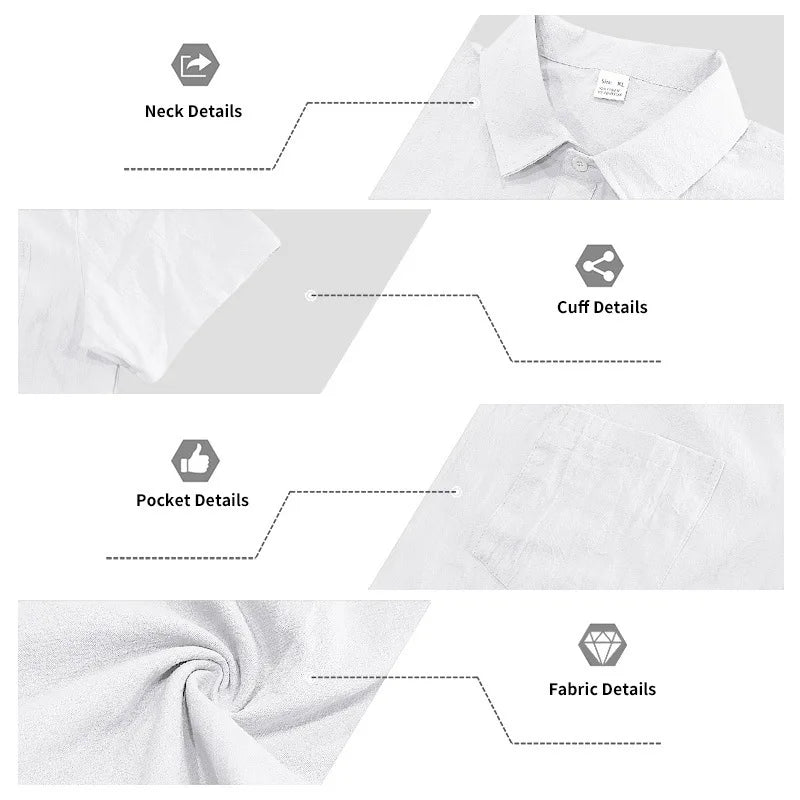 European and American Linen Top Men's Retro Casual Short-Sleeved Lapel Loose Beach Button-Up Shirt