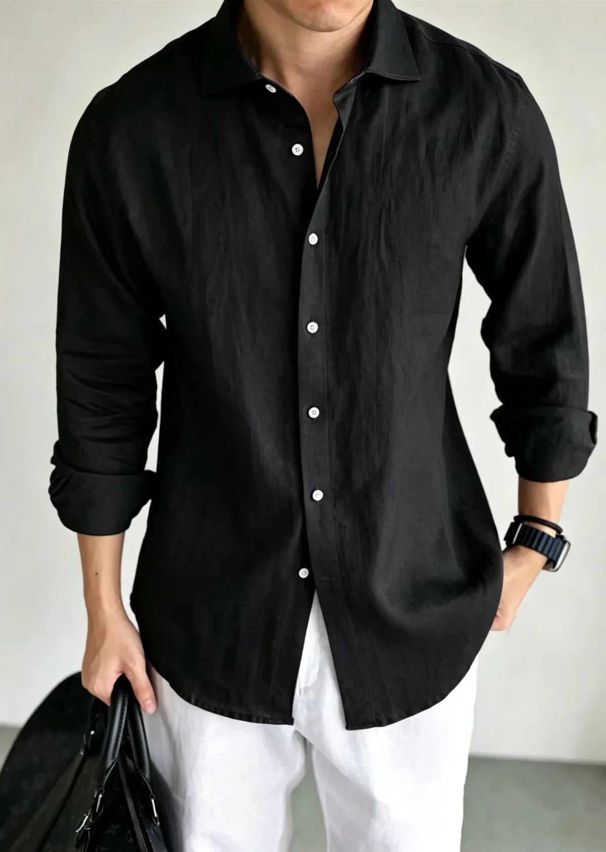 Men's Linen Shirt Cotton Blend Long Sleeve Button Down Casual Loose Fit Summer Breathable Tops Old Money Aesthetic Solid Color